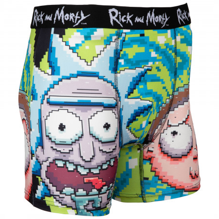 Rick and Morty with Portal Pixelated Boxer Briefs